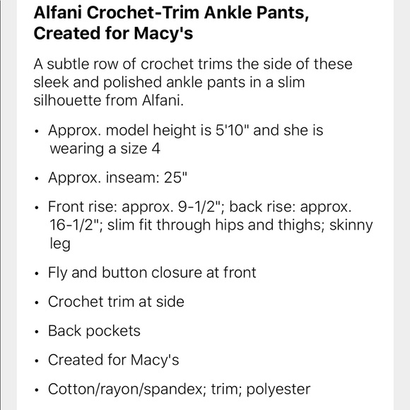 Alfani Ankle Pants - Picture 5 of 5